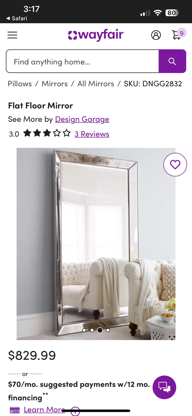 Full Length Floor Mirror with Silver Frame - photo 2