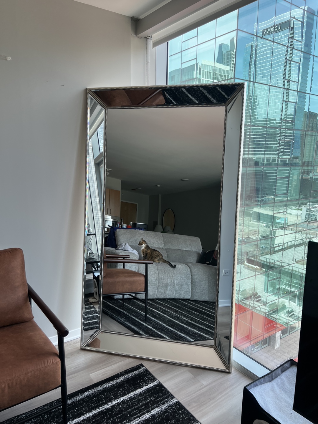 Full Length Floor Mirror with Silver Frame