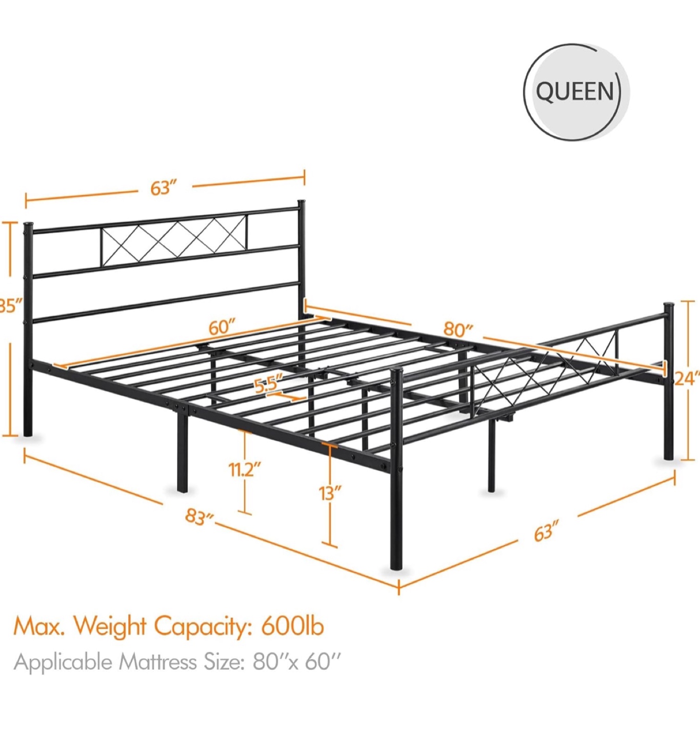 Queen Metal Bed Frame - photo 3