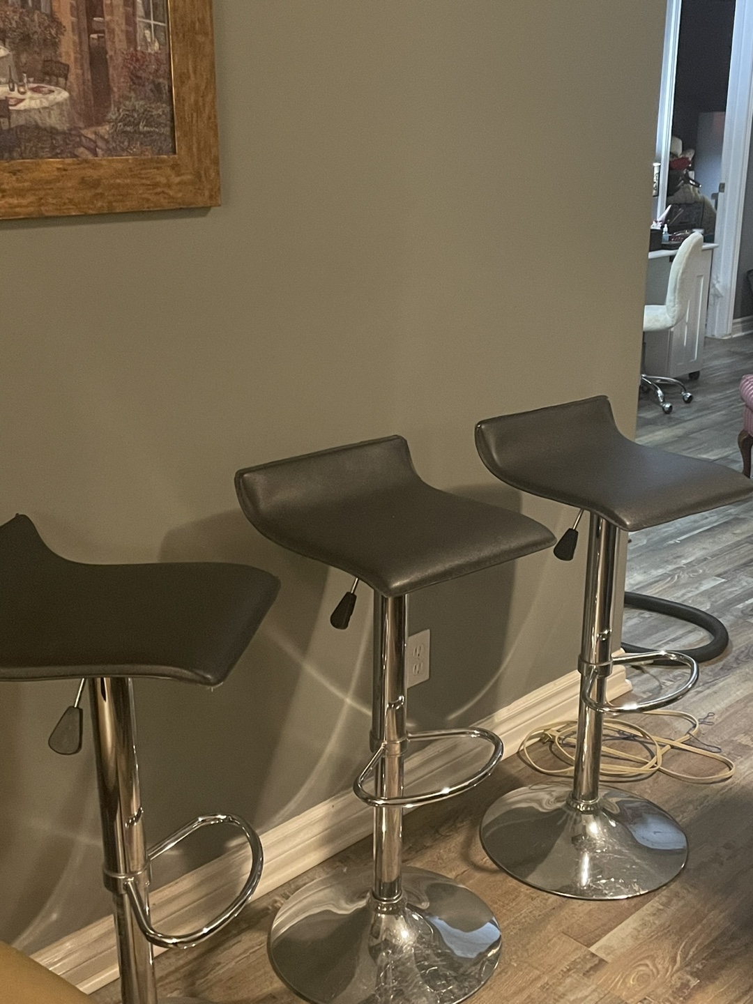 Set of 3 Black Bar Stools