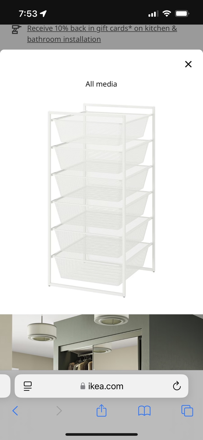 IKEA Jonaxel White Metal Storage Unit with Drawers