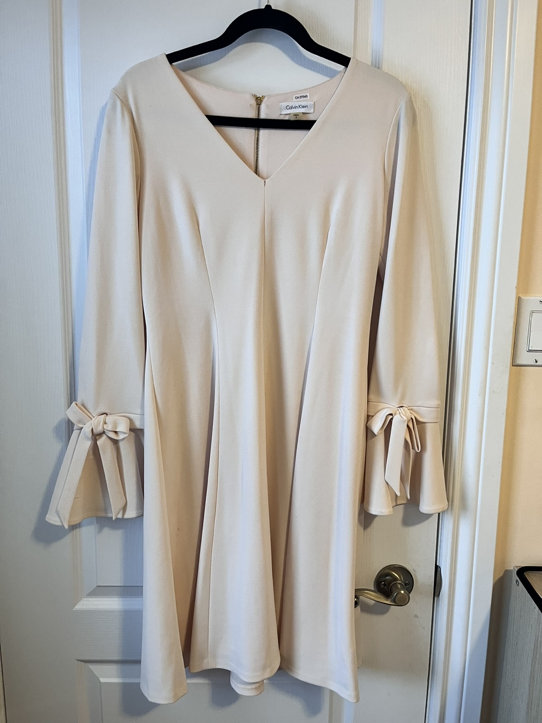 Calvin Klein Cream-Colored Bell Sleeve Dress