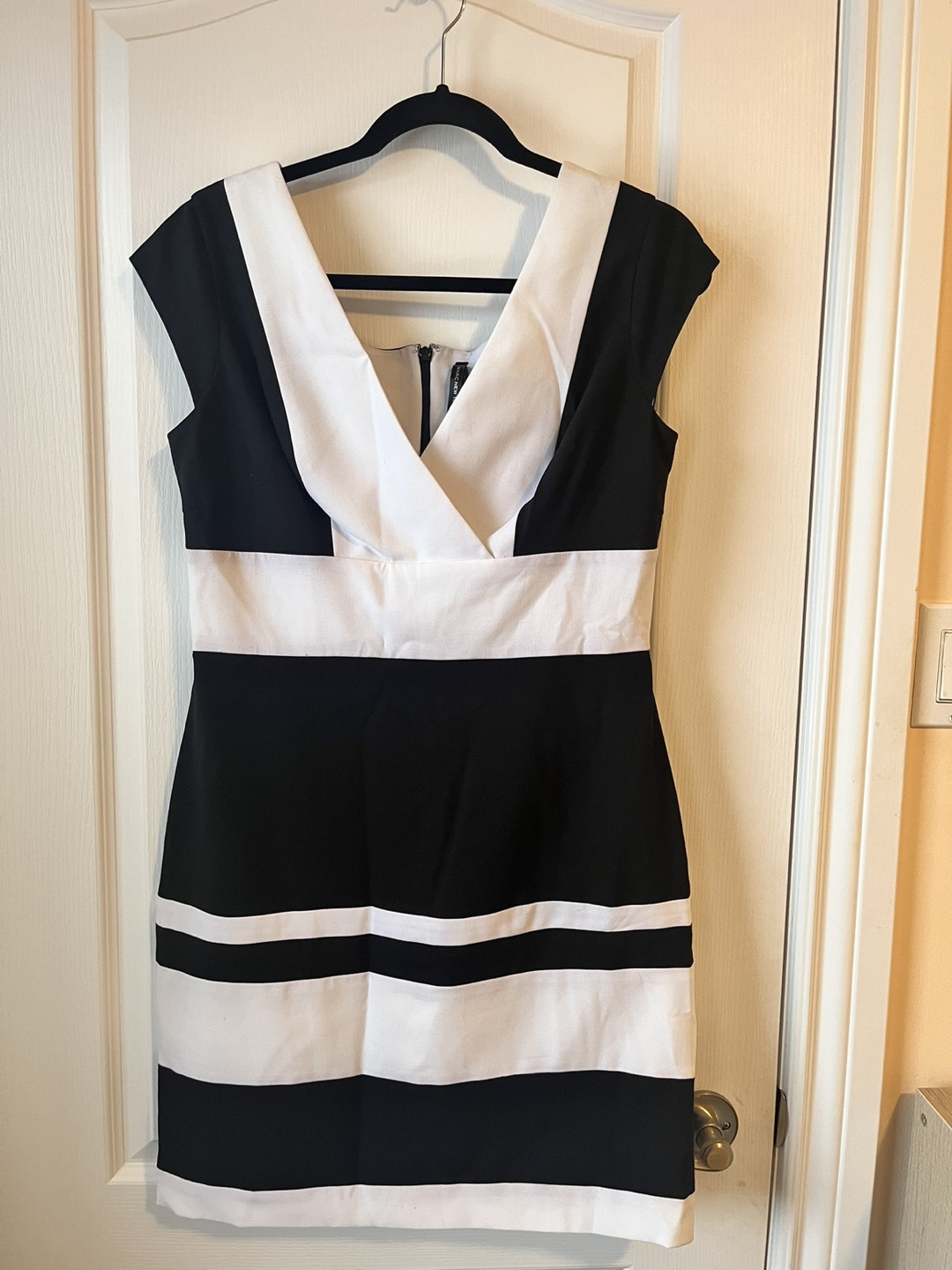 Black and White Striped Sheath Dress