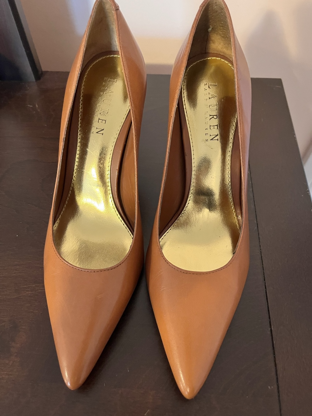 Lauren Ralph Lauren Brown Leather Pointed-Toe Heels - photo 2