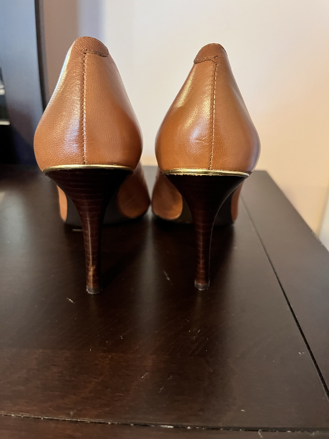 Lauren Ralph Lauren Brown Leather Pointed-Toe Heels - photo 3