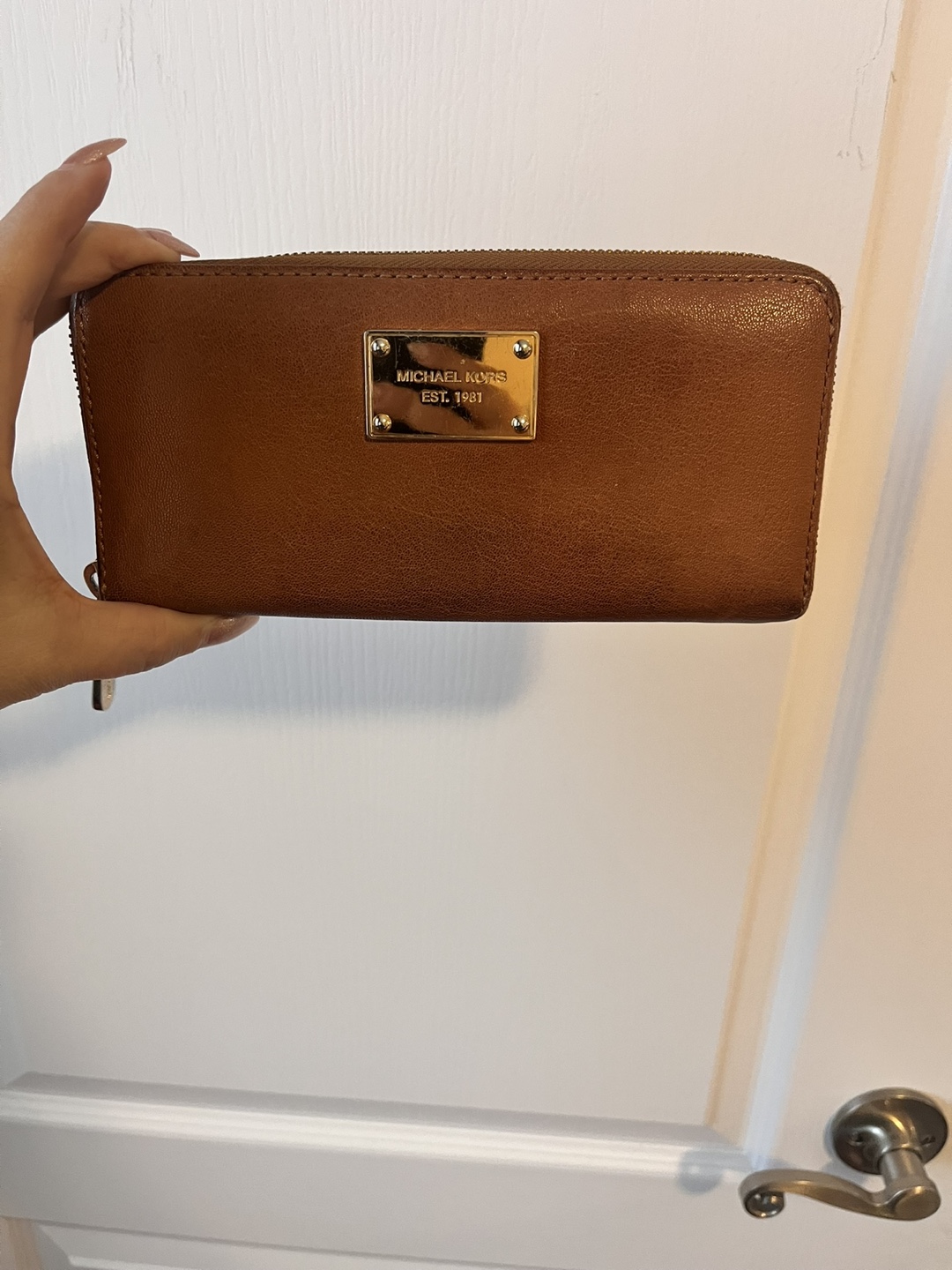 Michael Kors Brown Leather Zip Around Wallet