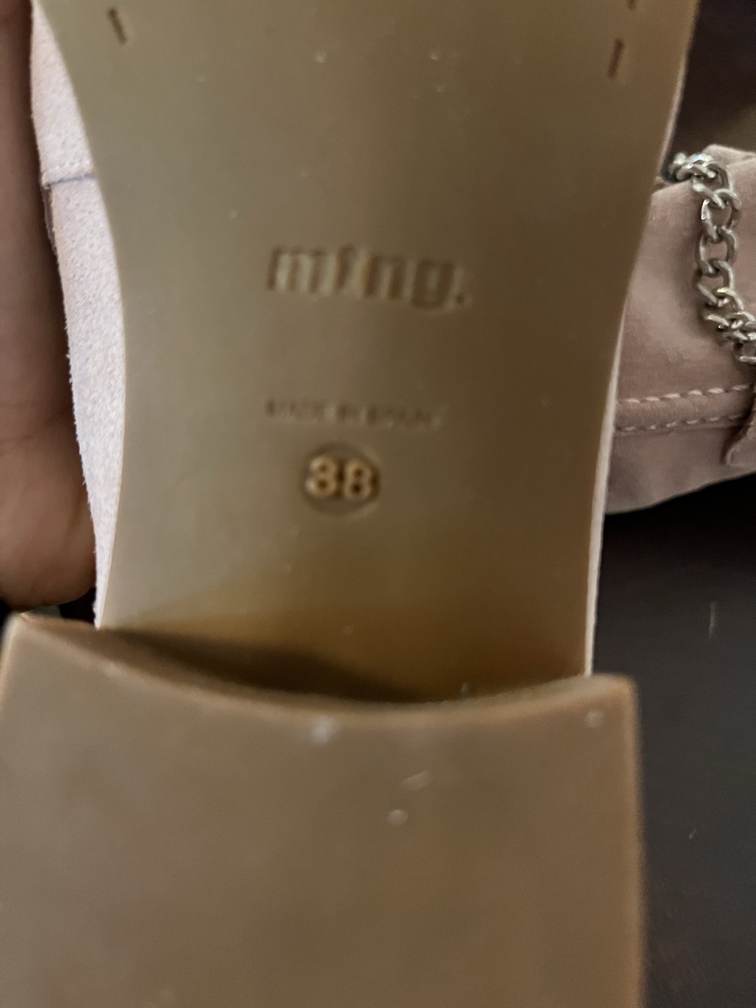 Ming Pink Suede Chain Loafer Flats - photo 4