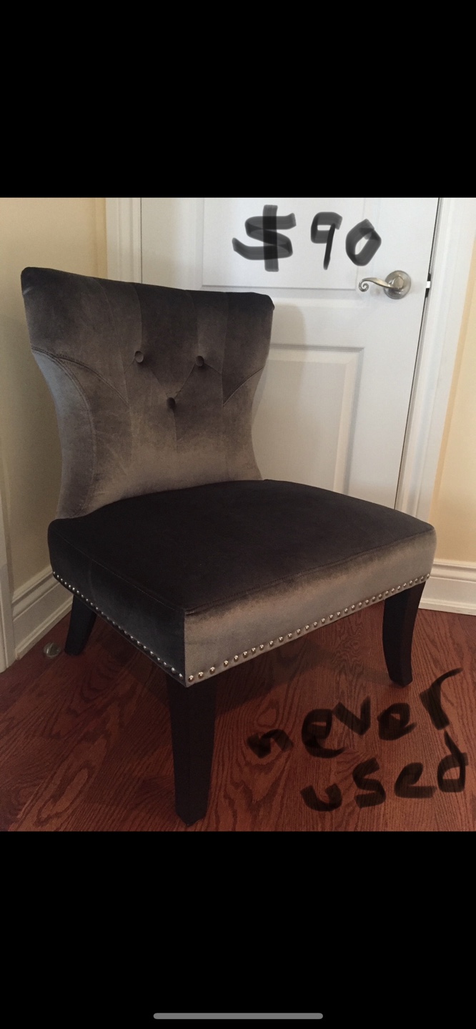 Grey Velvet Accent Chair with Dark Wood Legs - photo 3