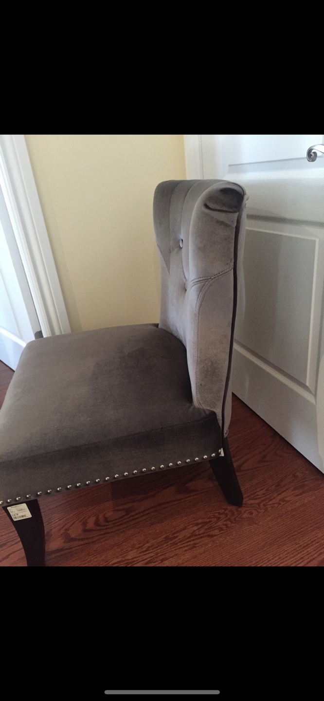 Grey Velvet Accent Chair with Dark Wood Legs - photo 5