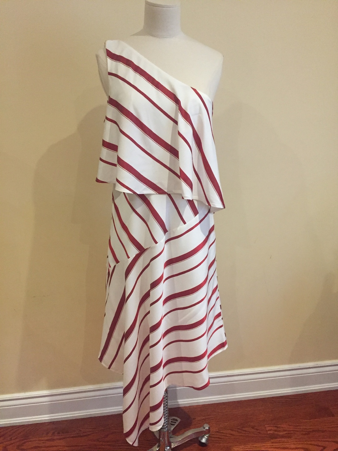 Banana Republic Petite One-Shoulder Asymmetrical Striped Dress