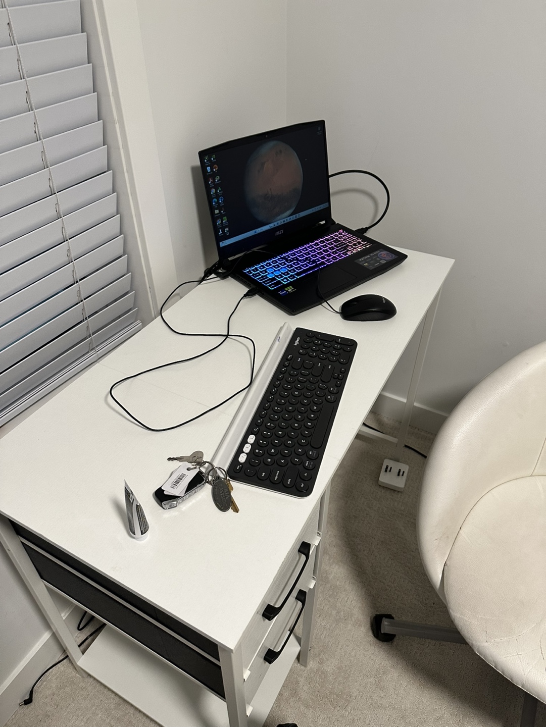 White Computer Desk with Two Drawers