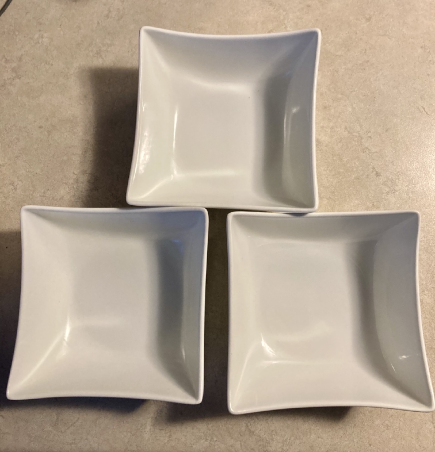Set of 3 White Square Bowls