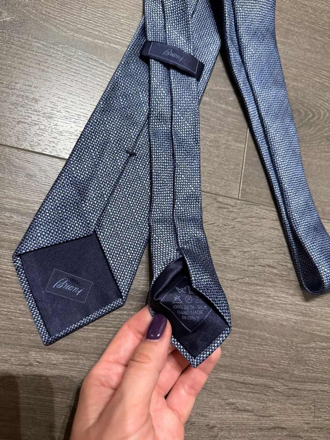 100% Authentic Brioni Silk tie blue made in Italy image indicator(4)