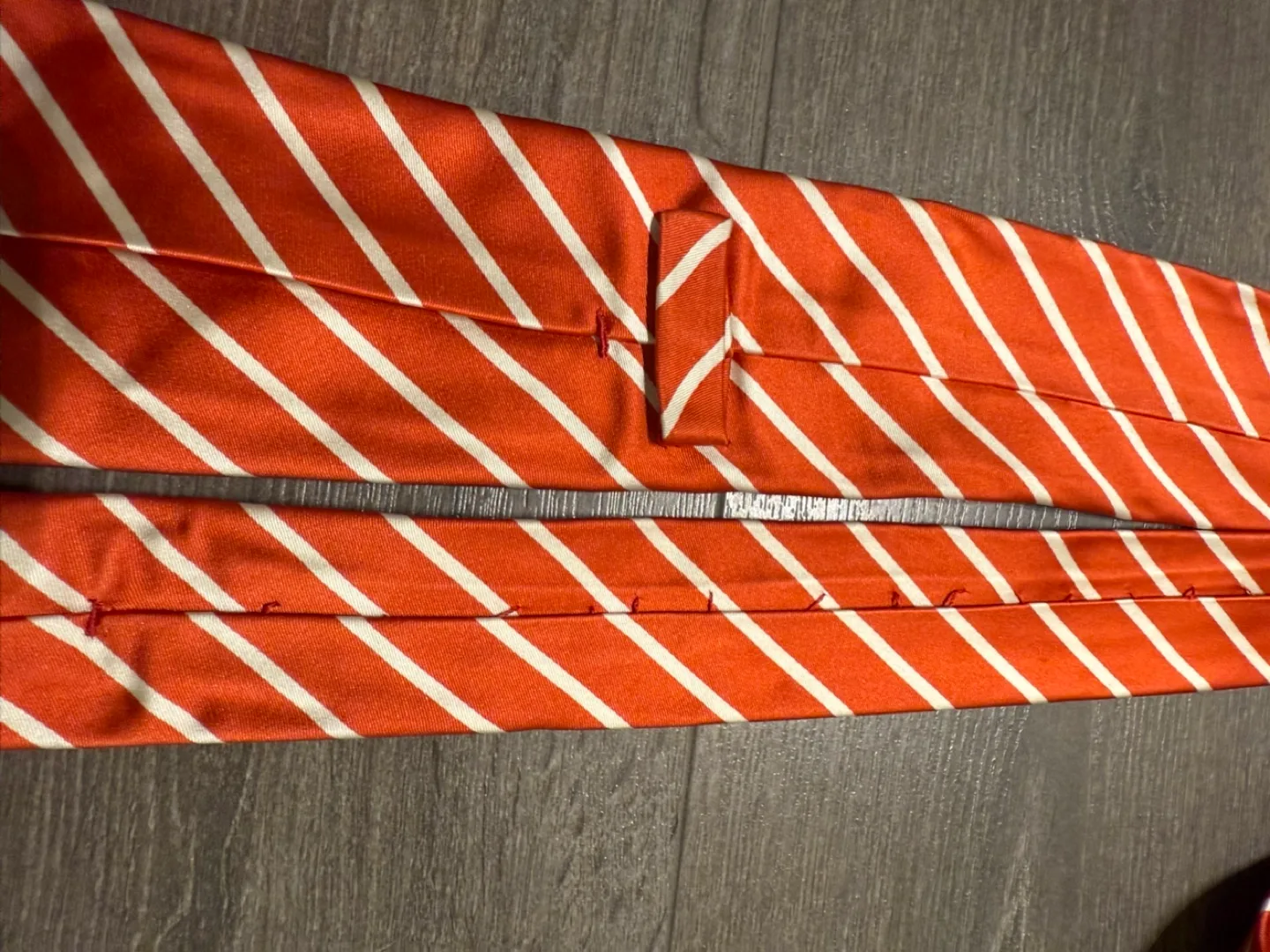 Authentic Kiton silk tie Napoli Italy red white stripe image indicator(5)