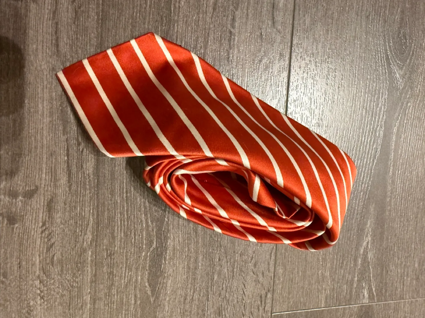 Authentic Kiton silk tie Napoli Italy red white stripe image indicator(2)