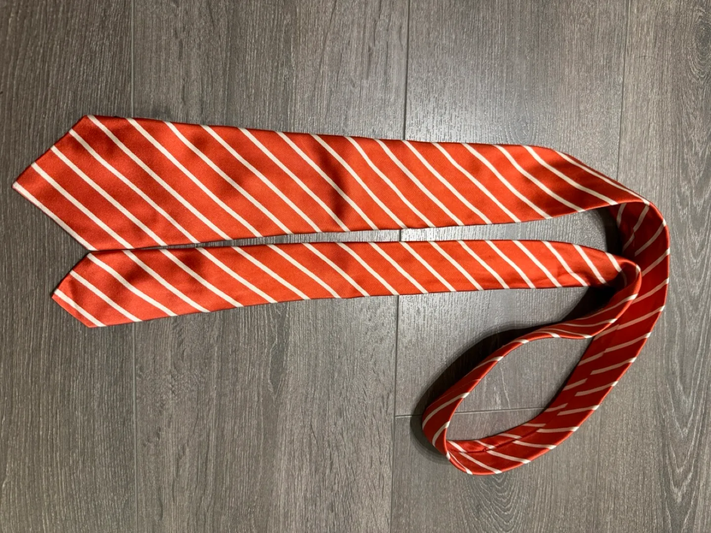 Authentic Kiton silk tie Napoli Italy red white stripe image indicator(7)