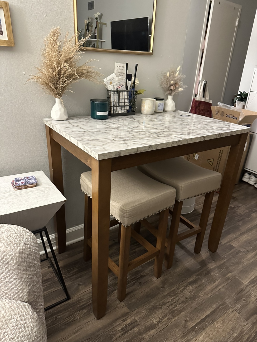 Kitchen Table (counter) Set with Two Stools