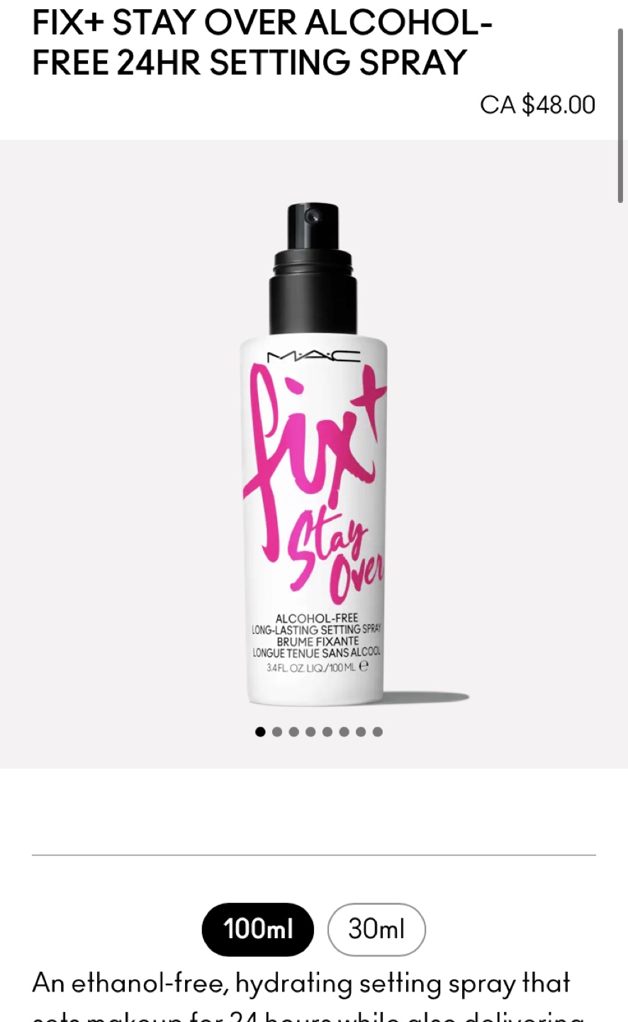 MAC Fix+ Stay Over Alcohol-Free Setting Spray 100ml