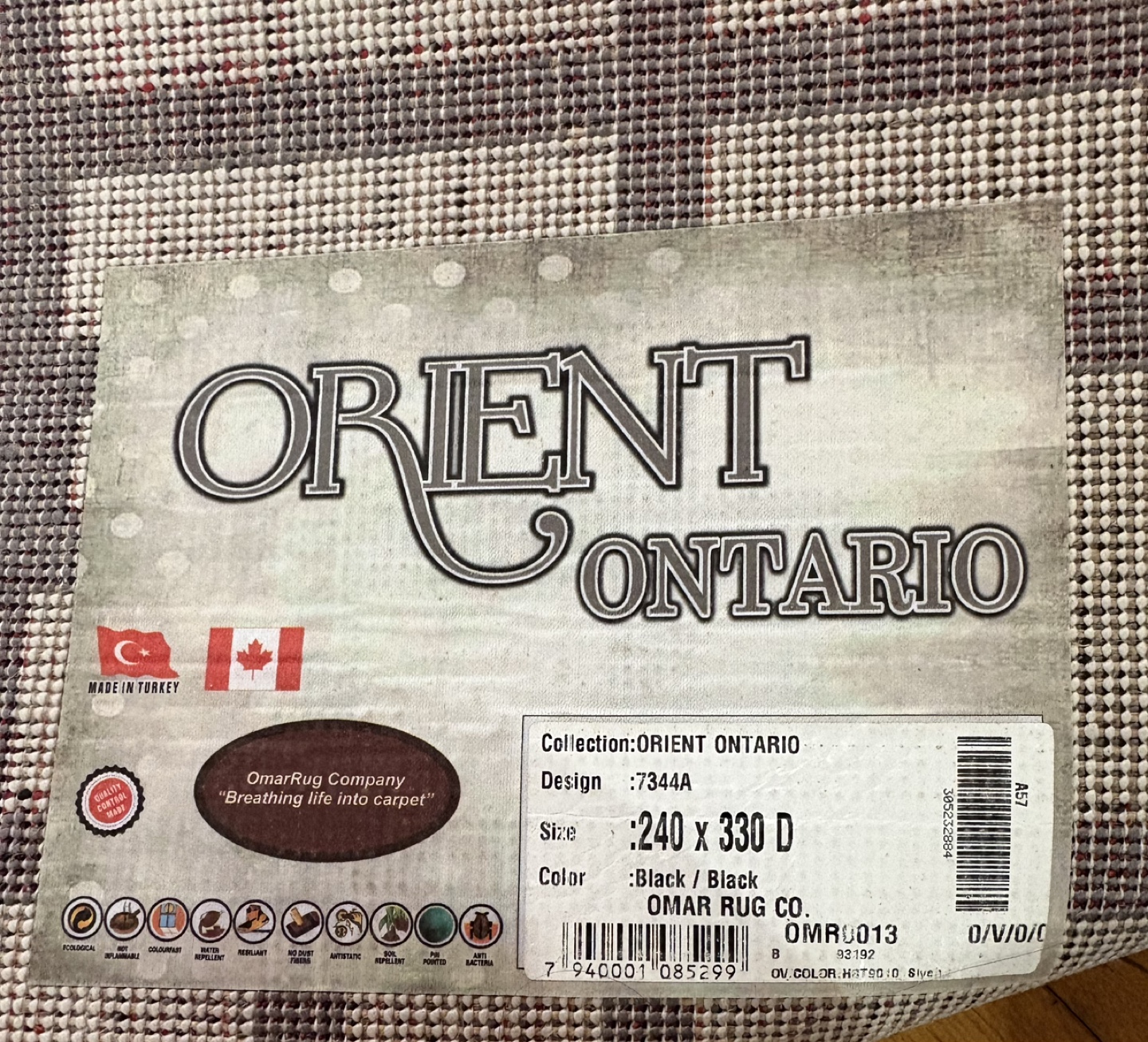 Orient Ontario Area Rug - Black/Grey Geometric Design - photo 3