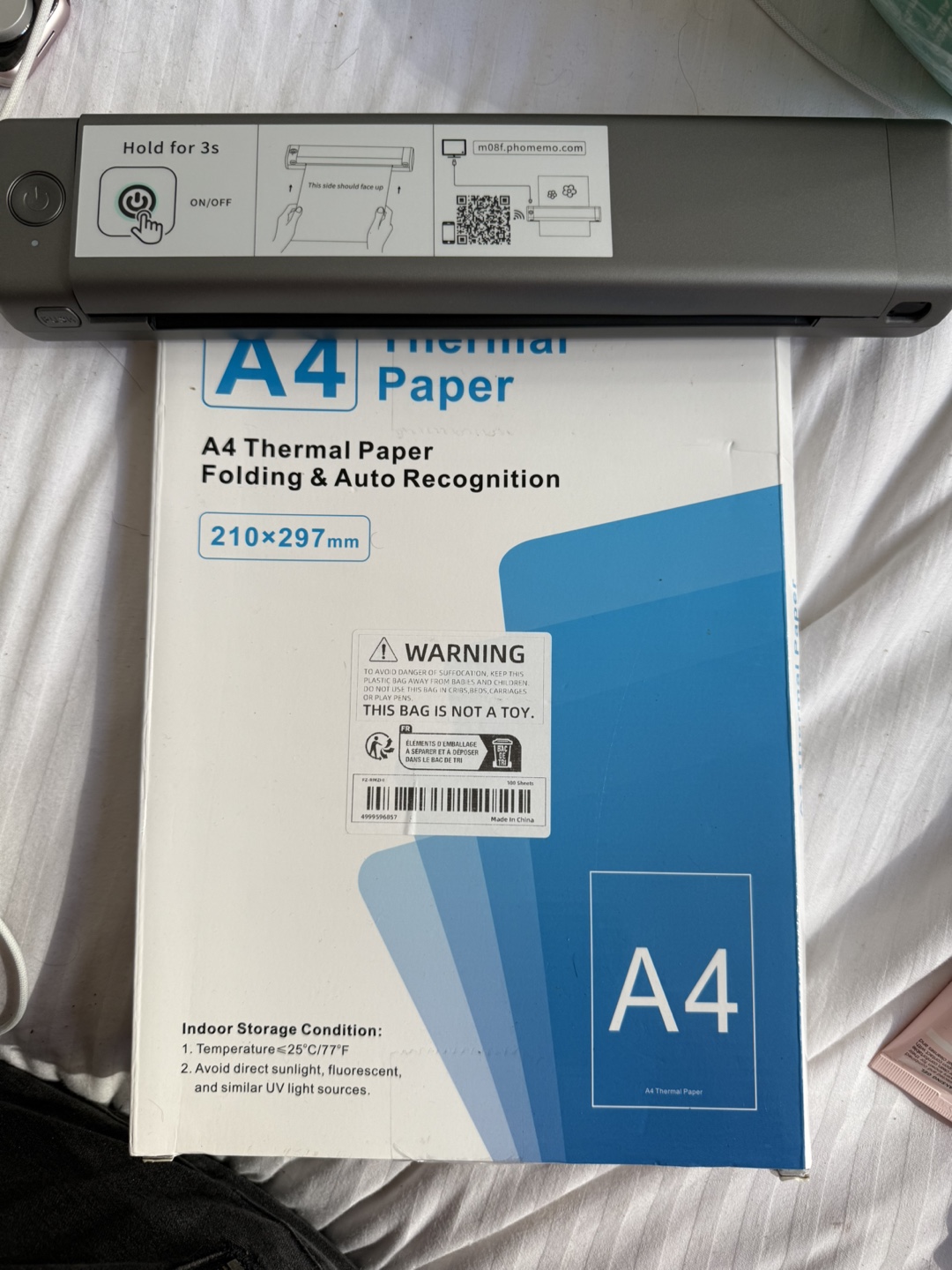 Portable A4 Thermal Printer with Paper