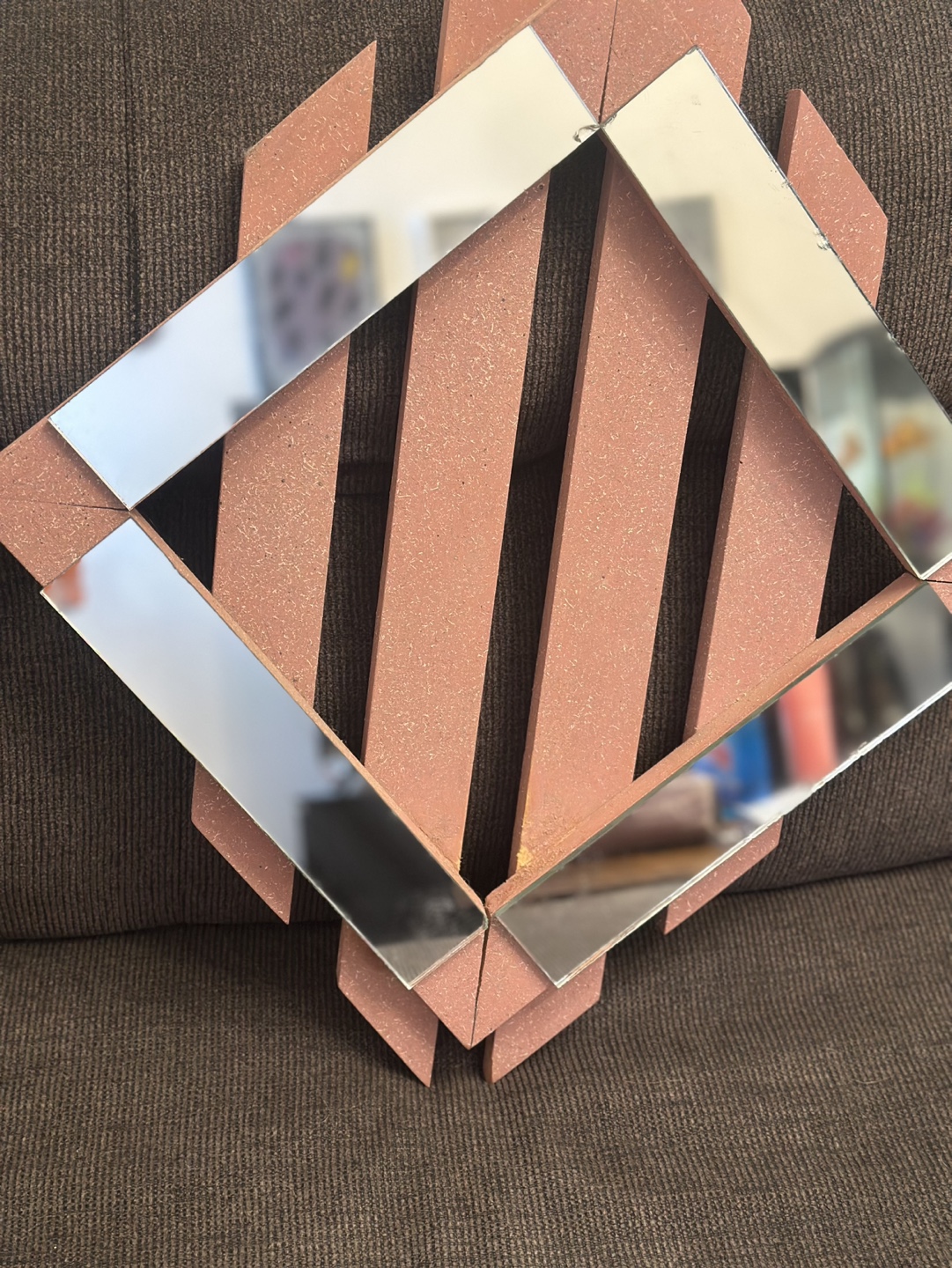 Unique Pink Diamond Shaped Mirror