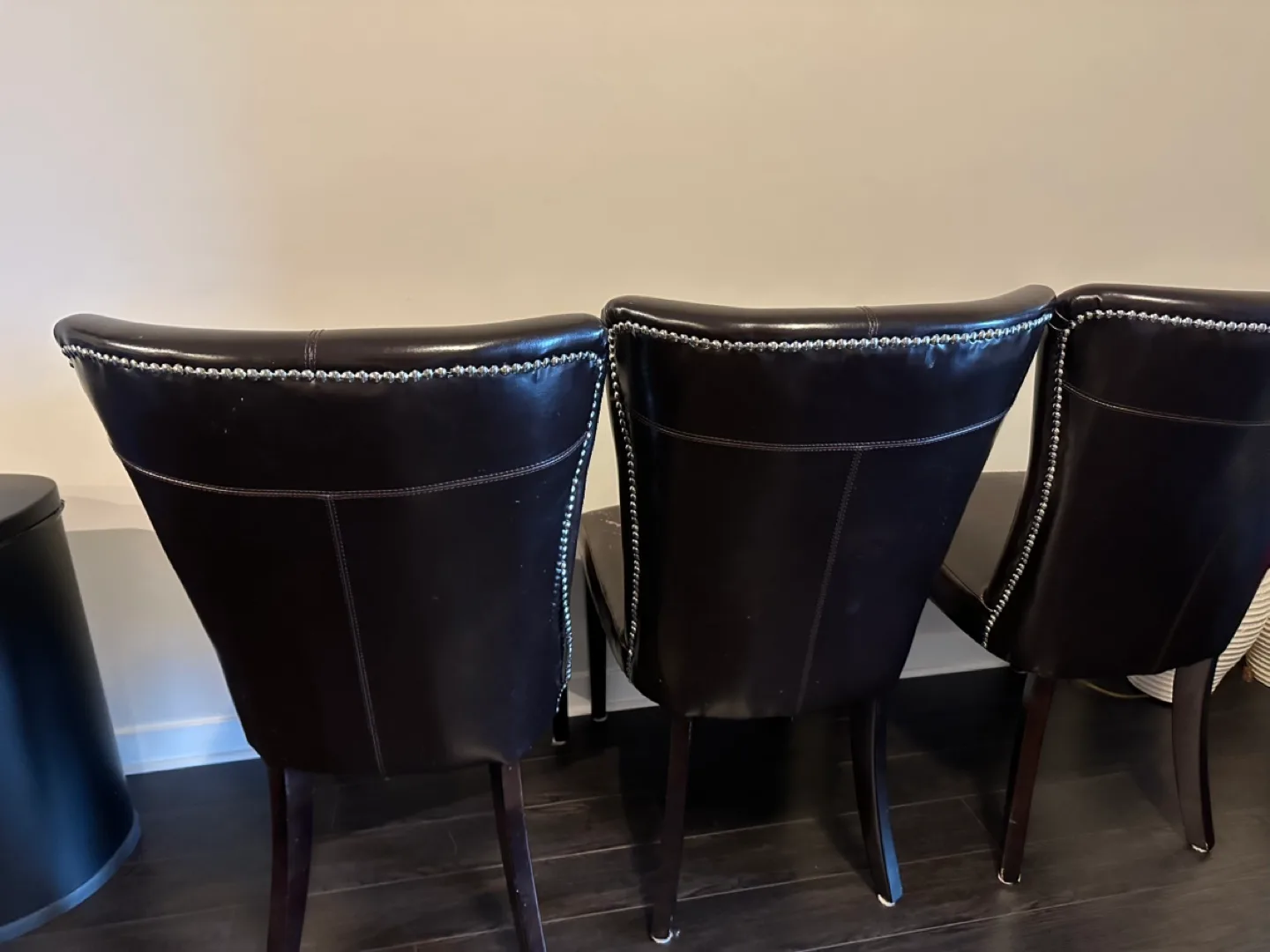 Three Brown Leather Dining Chairs image indicator(5)