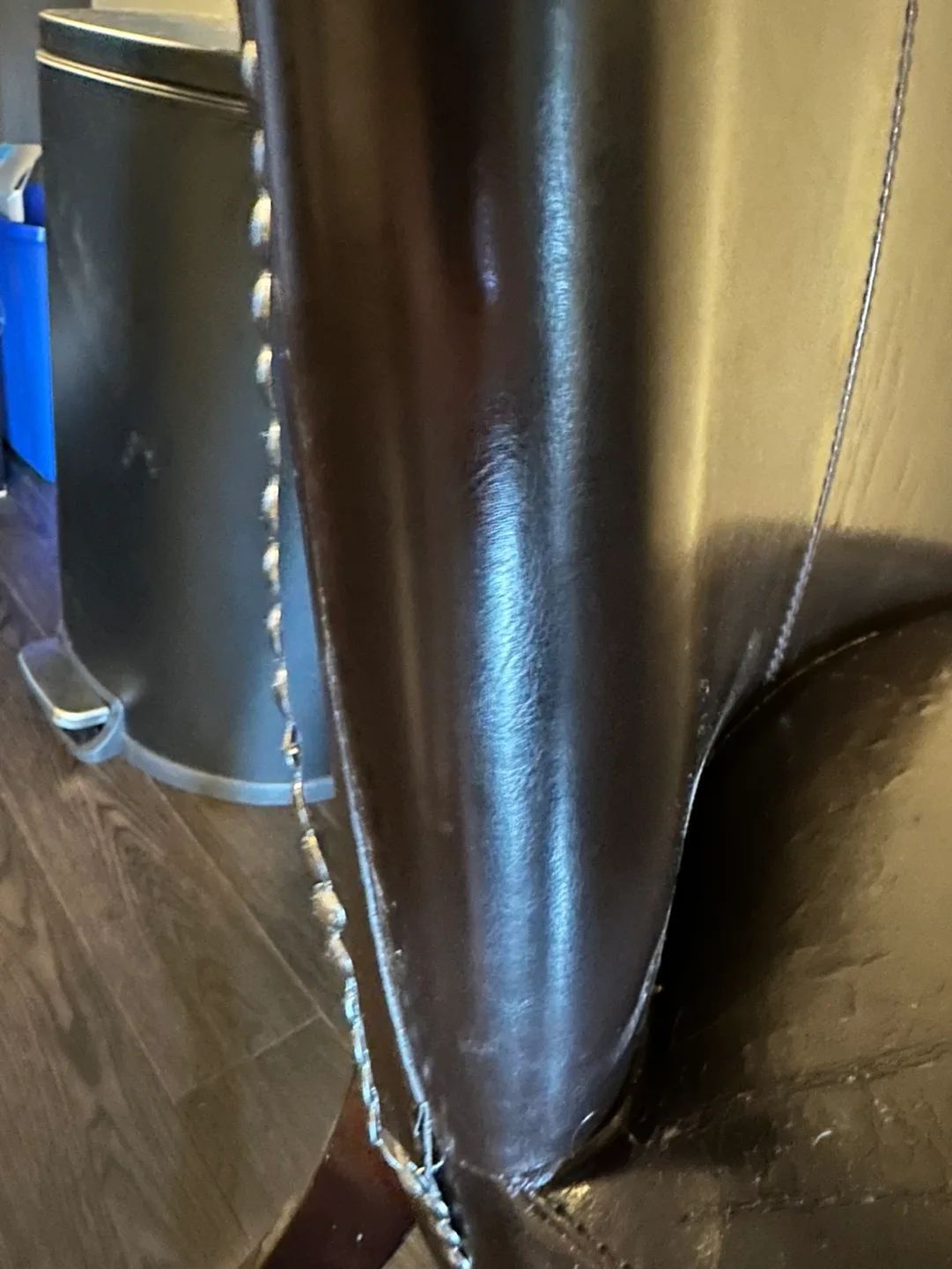 Three Brown Leather Dining Chairs image indicator(4)