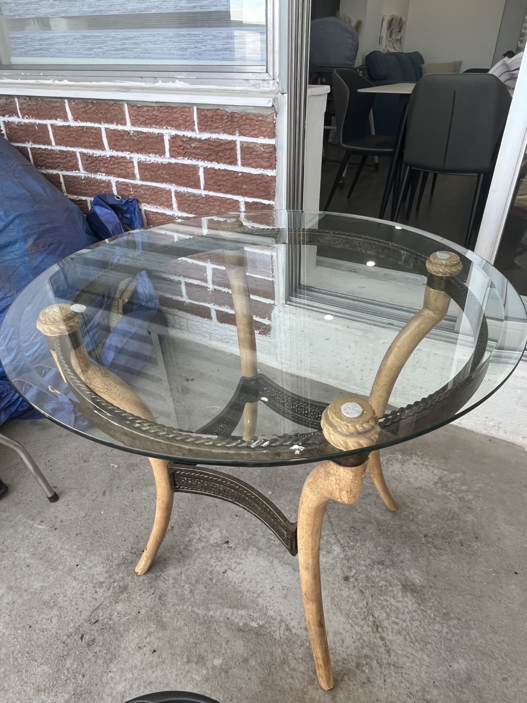 2 Round Glass Top Accent Table each for 25$