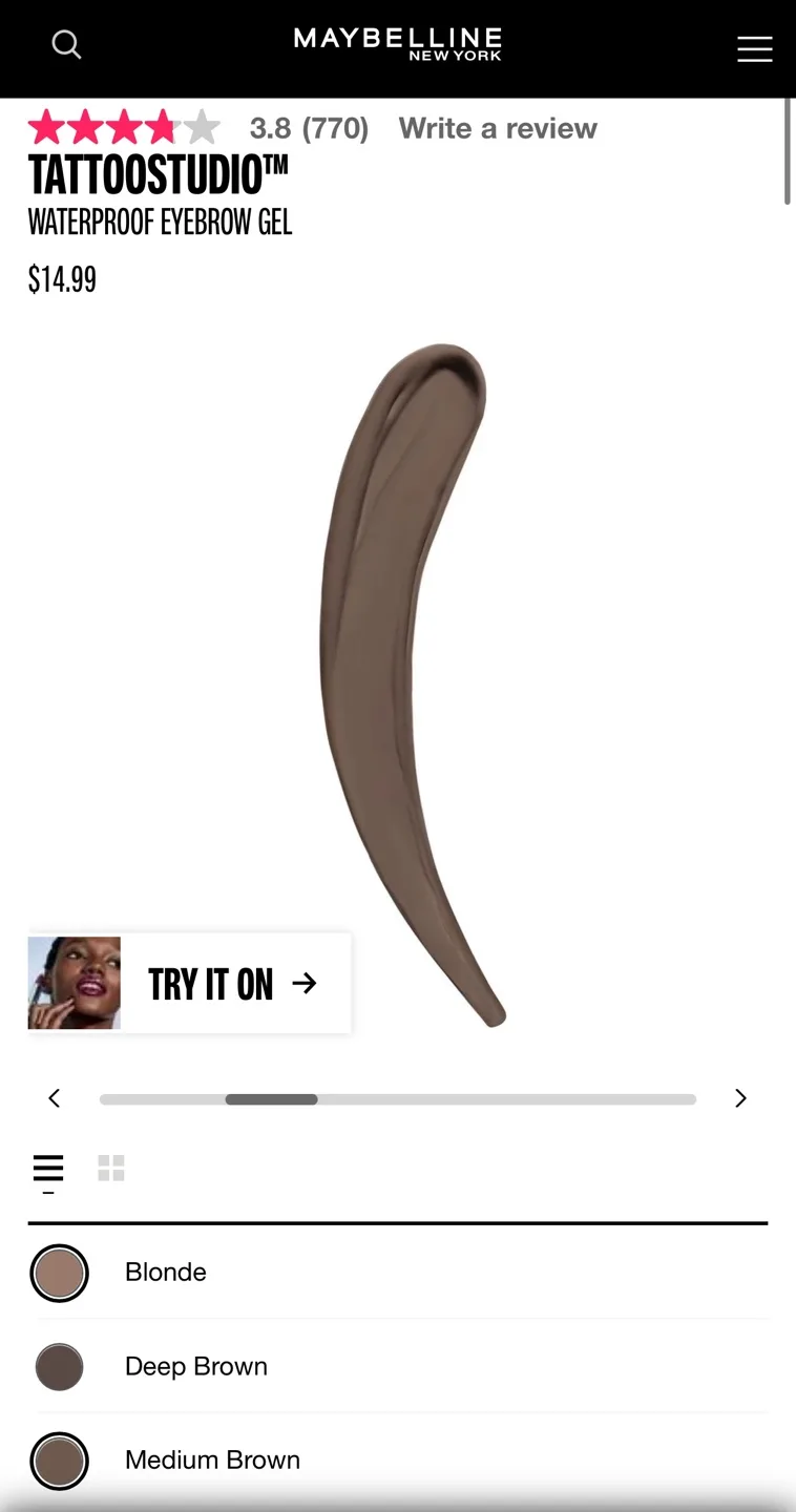 Maybelline Tattoo Studio Waterproof Brow Gel - 257 Medium Brown image indicator(2)