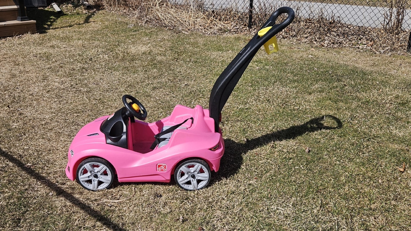 Pink Push and Ride-On Car
