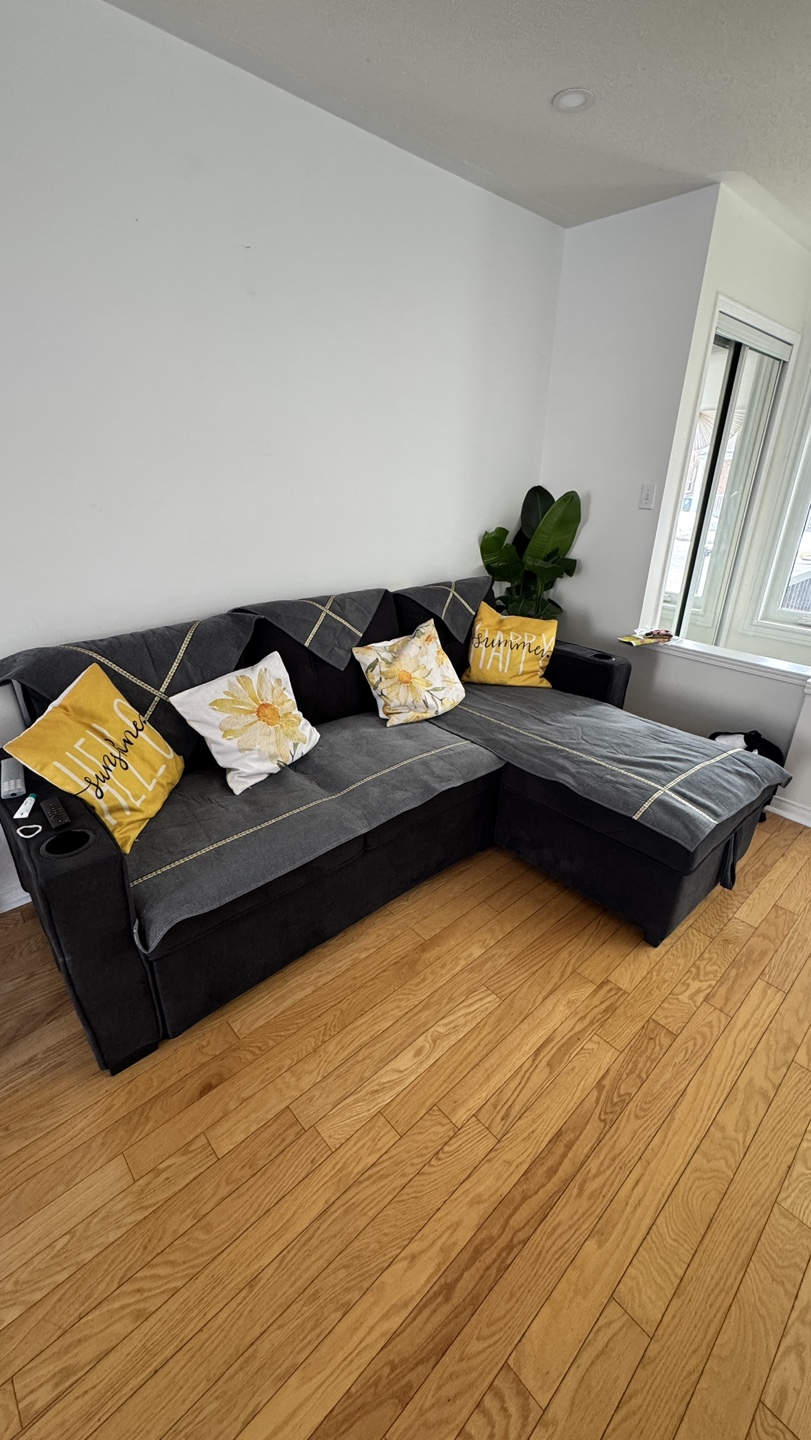 Dark Grey L-Shaped Sectional Sofa with Storage