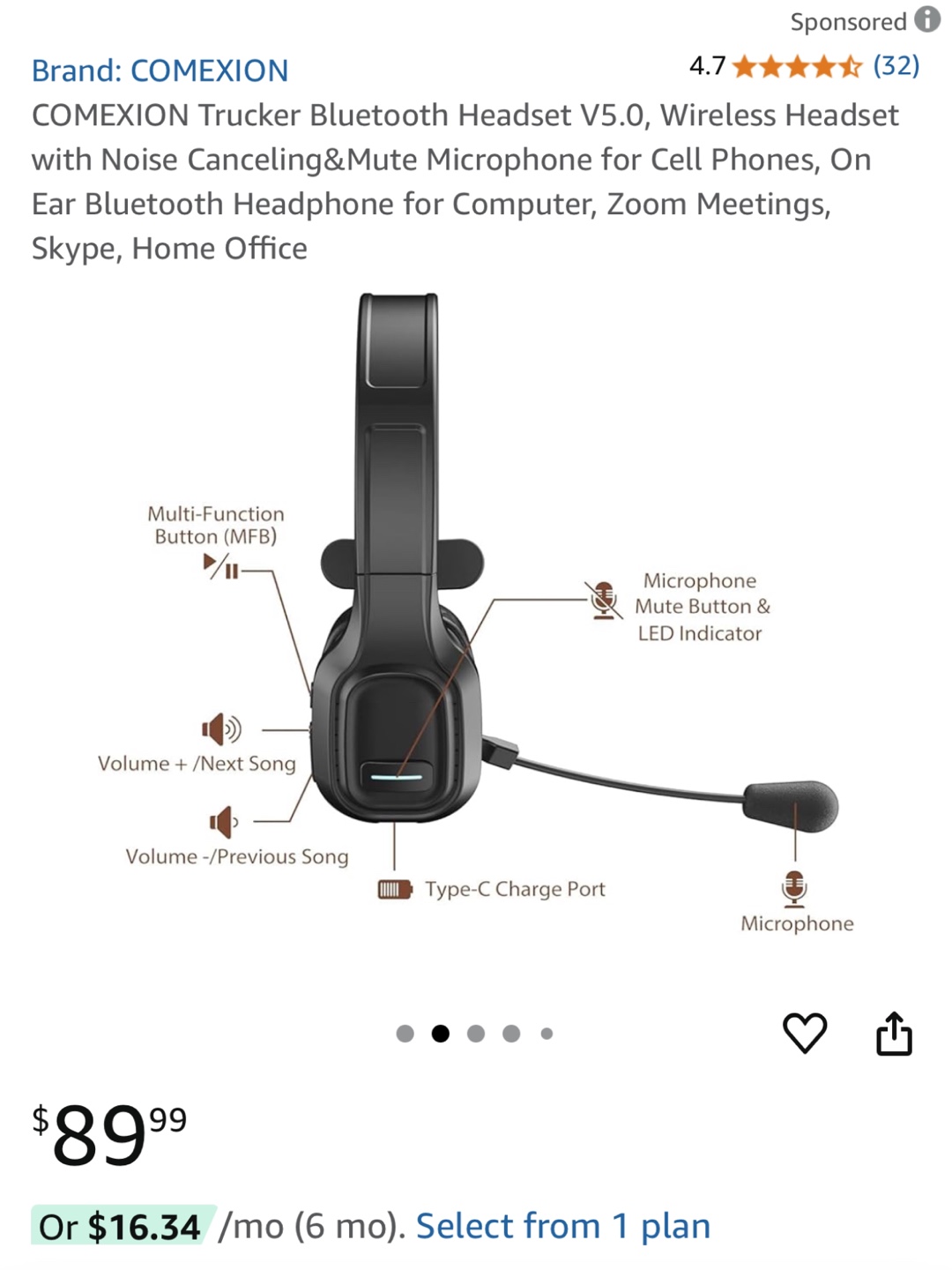 COMEXION  Bluetooth Headset V5.0 wireless - photo 2