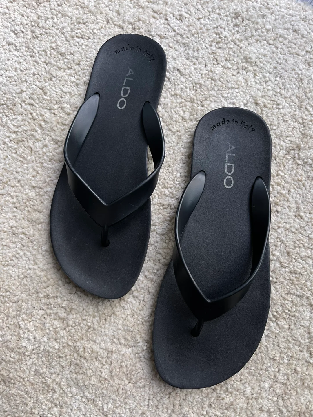 ALDO Black Flip Flops - Made in Italy thumbnail