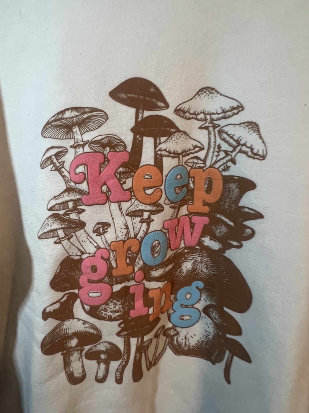 Off-white Crewneck Sweatshirt - Keep Growing Mushroom Graphic - photo 2