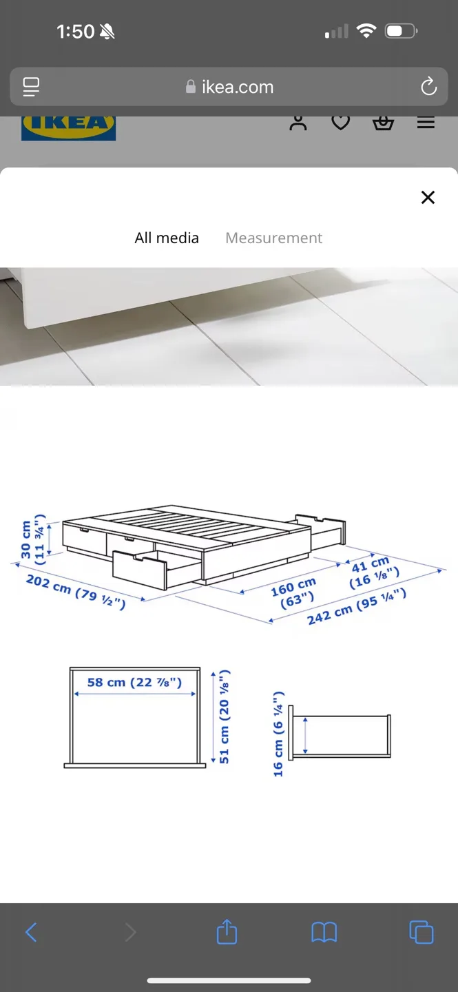 IKEA queen Bed Frame with 6 Storage drawers image indicator(5)