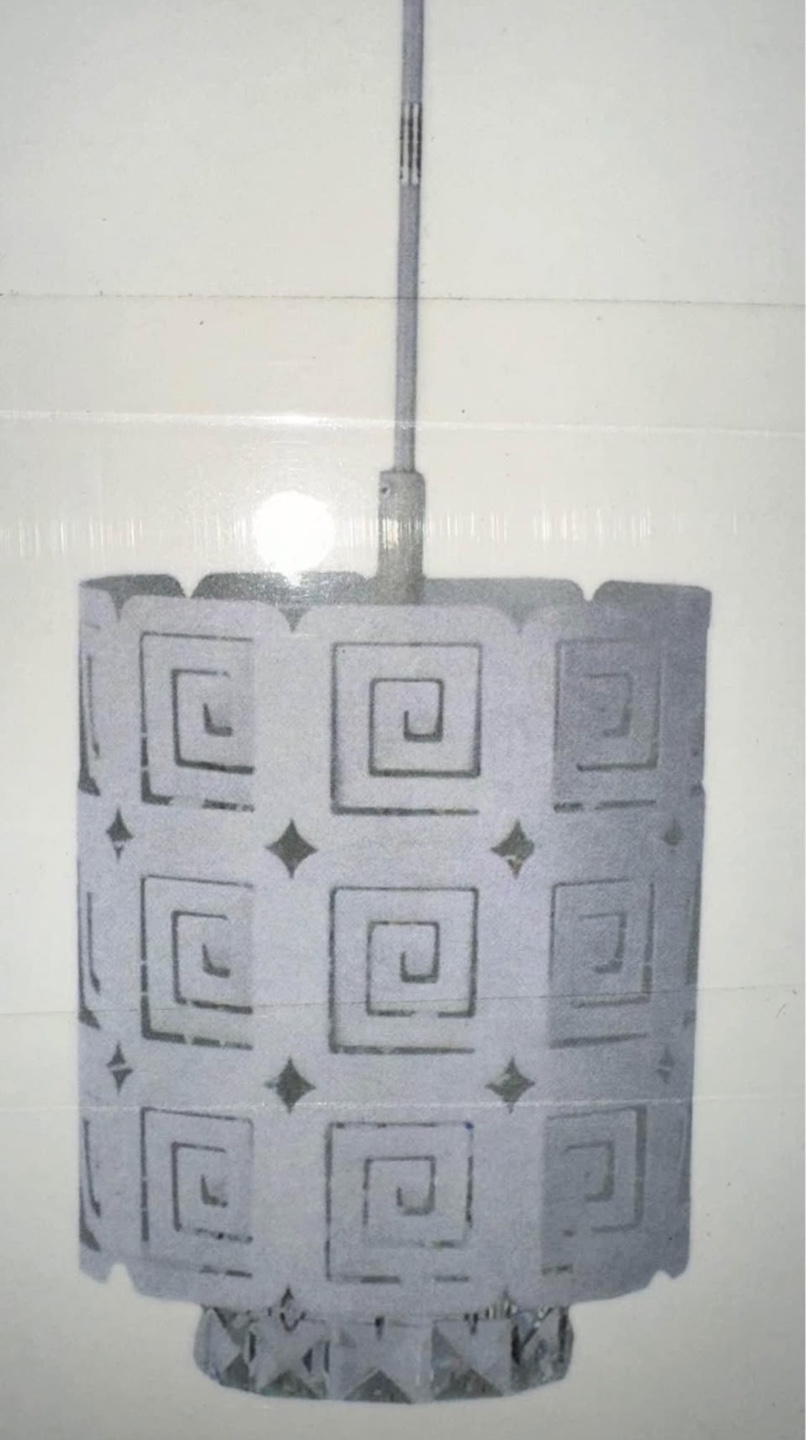 new set of 2 white metal hanging crystals light fixture - photo 2