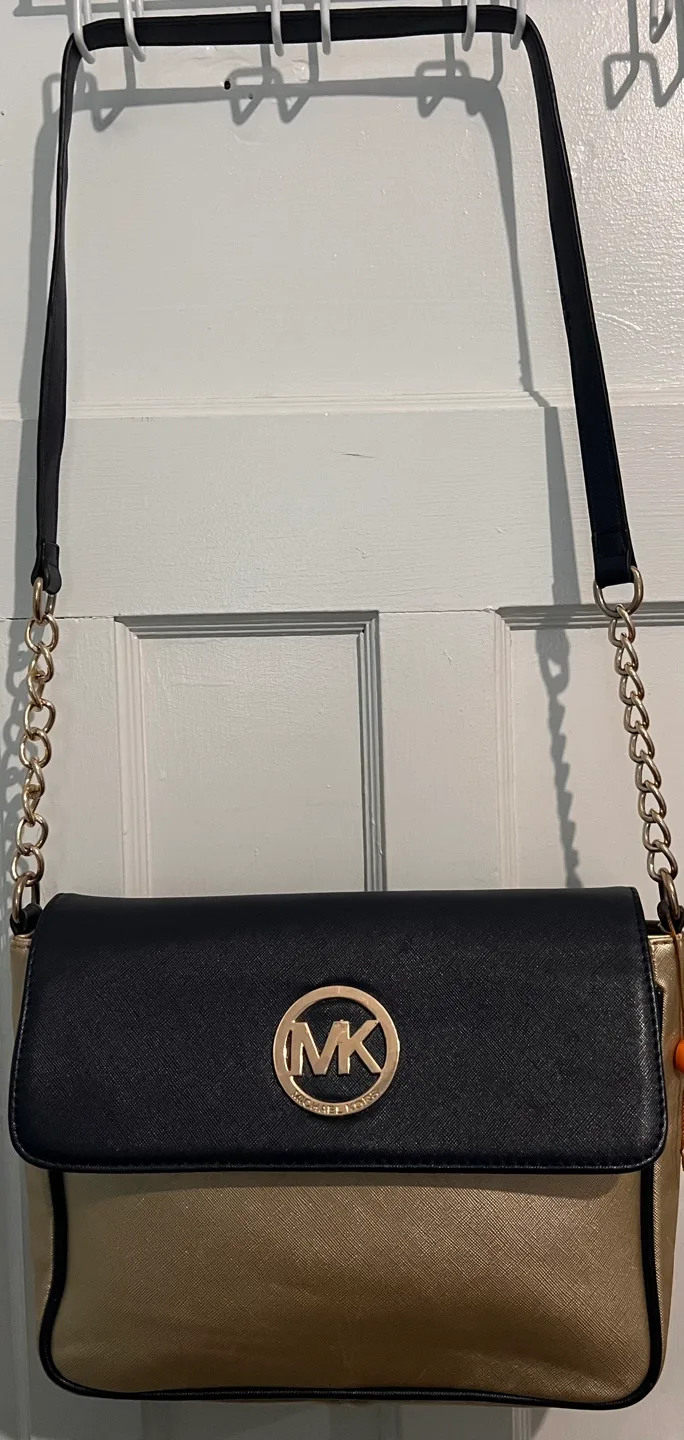 Michael Kors Gold and Black Crossbody Bag image indicator(3)