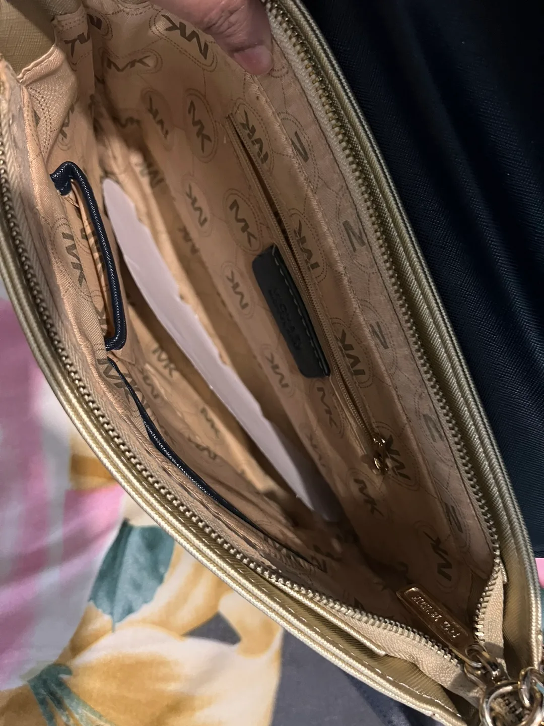 Michael Kors Gold and Black Crossbody Bag image indicator(2)