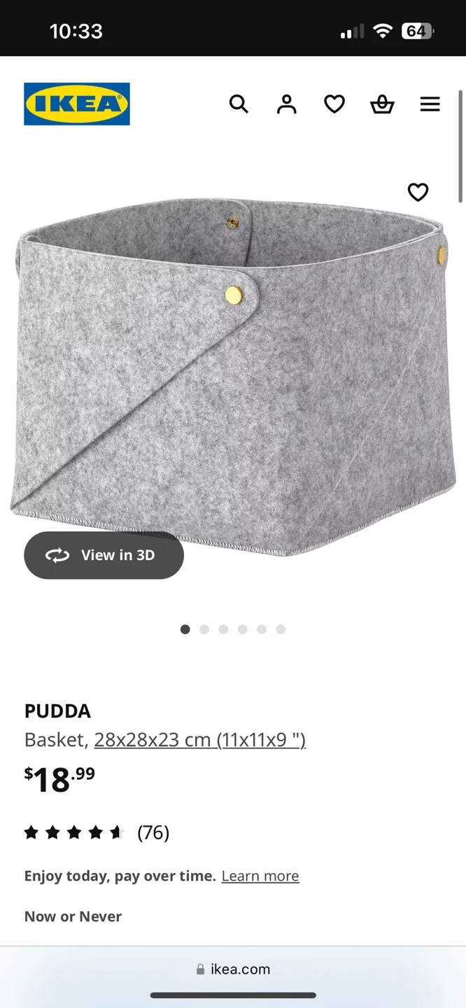 Ikea Soft Basket 11x11” Light Organizer Pudda - barely used image indicator(3)