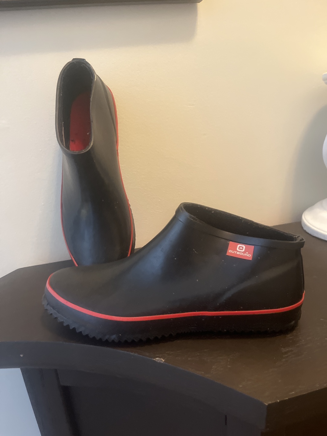 Outbound black rubber ankle boots