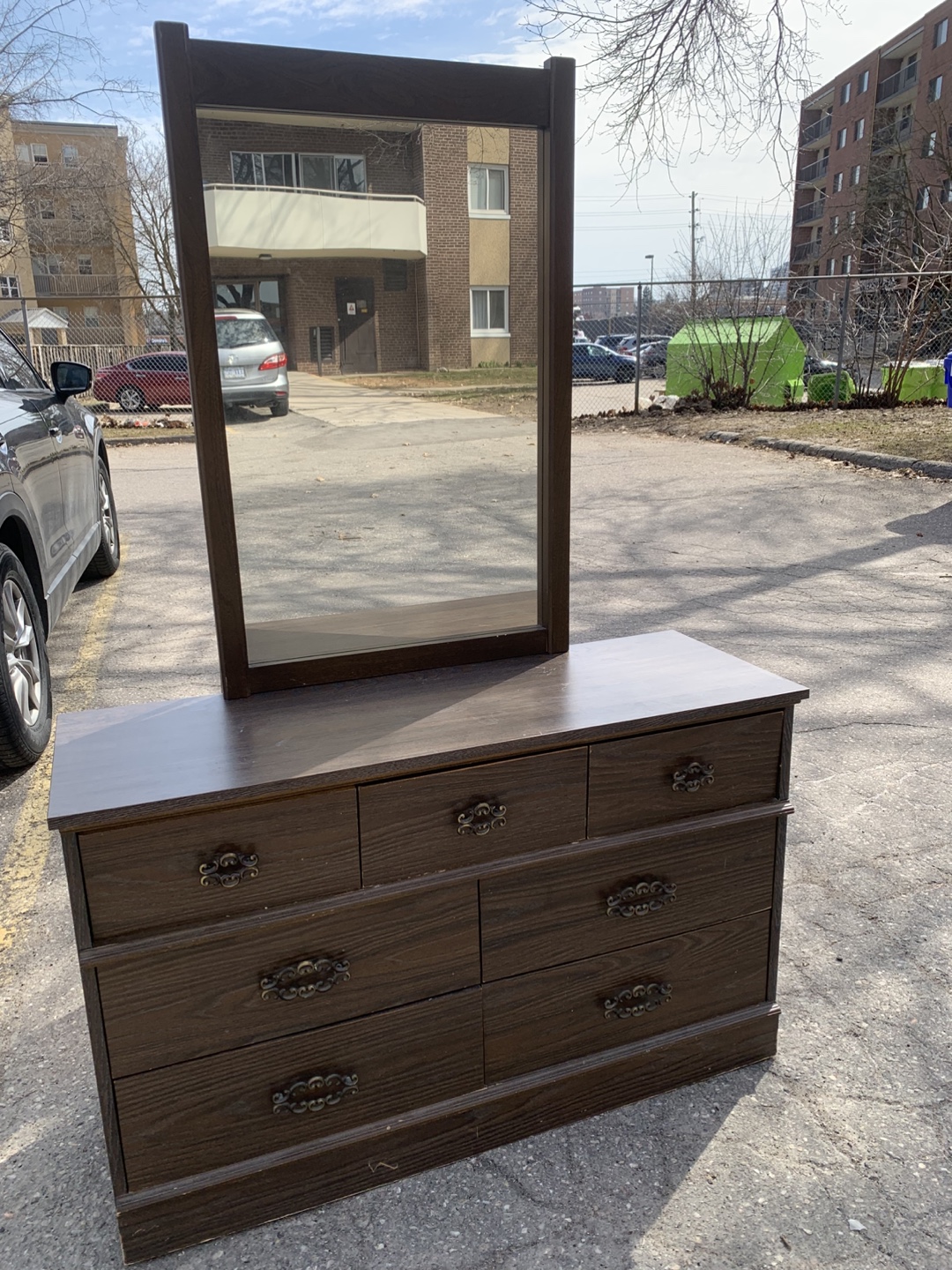 Dark brown dresser with mirror - photo 3