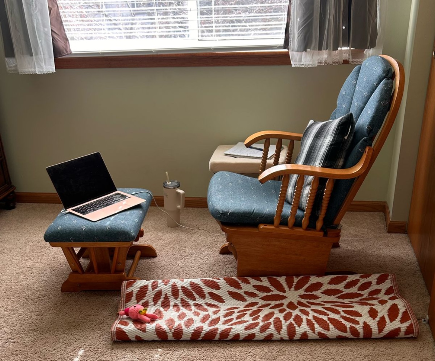 Wooden Glider Rocker with Ottoman