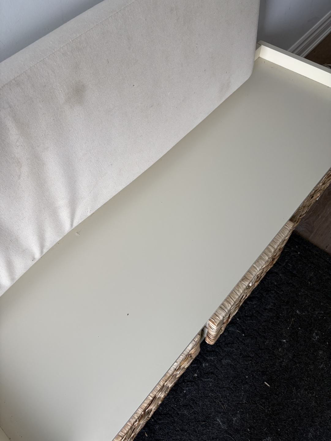White Storage Entry Bench with Three Baskets - photo 4