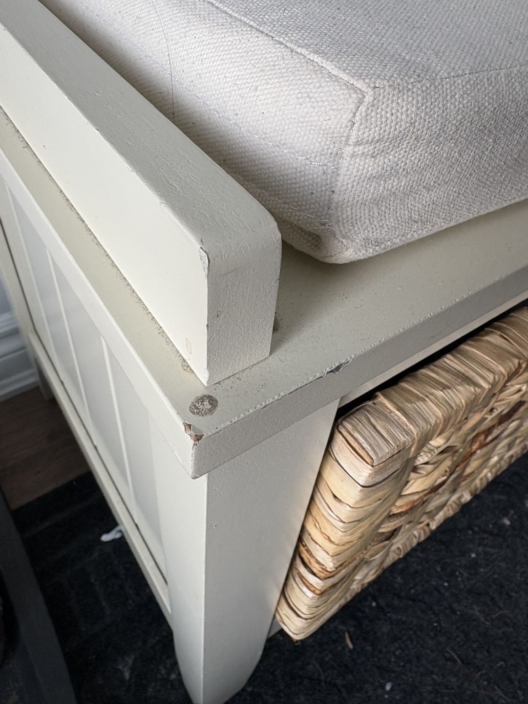 White Storage Entry Bench with Three Baskets - photo 3