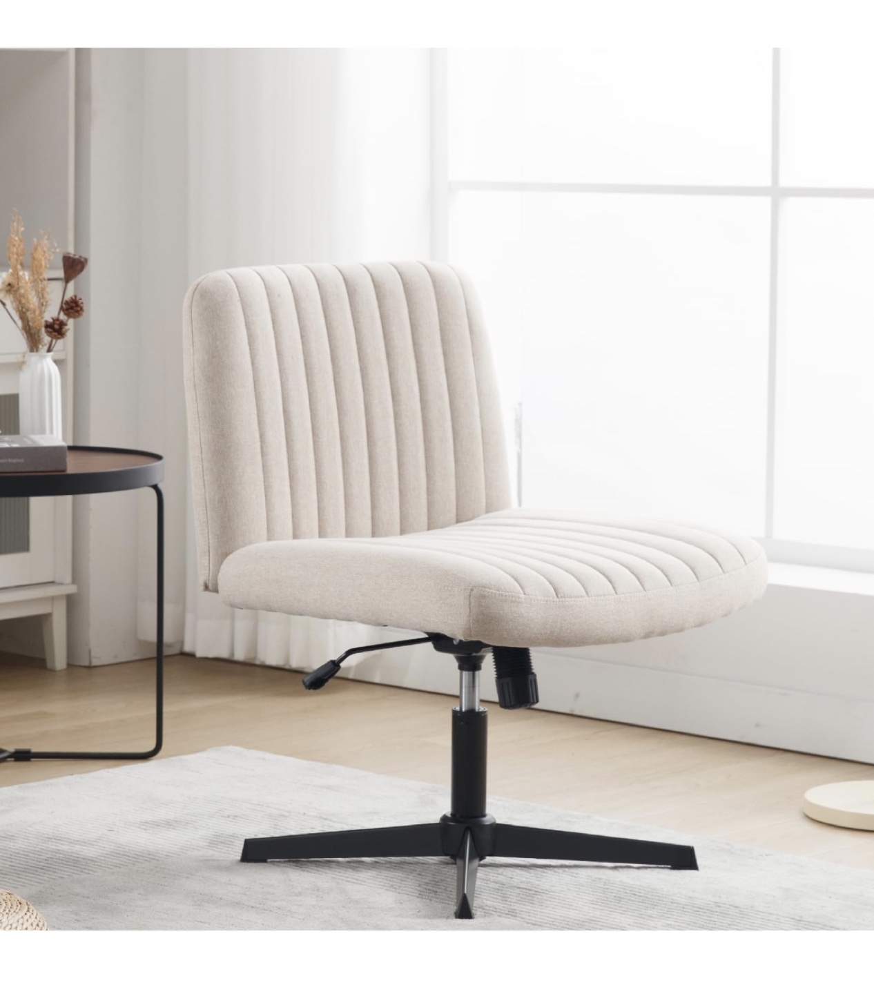 Beige Swivel Office Chair - Adjustable Height & 360° Rotation