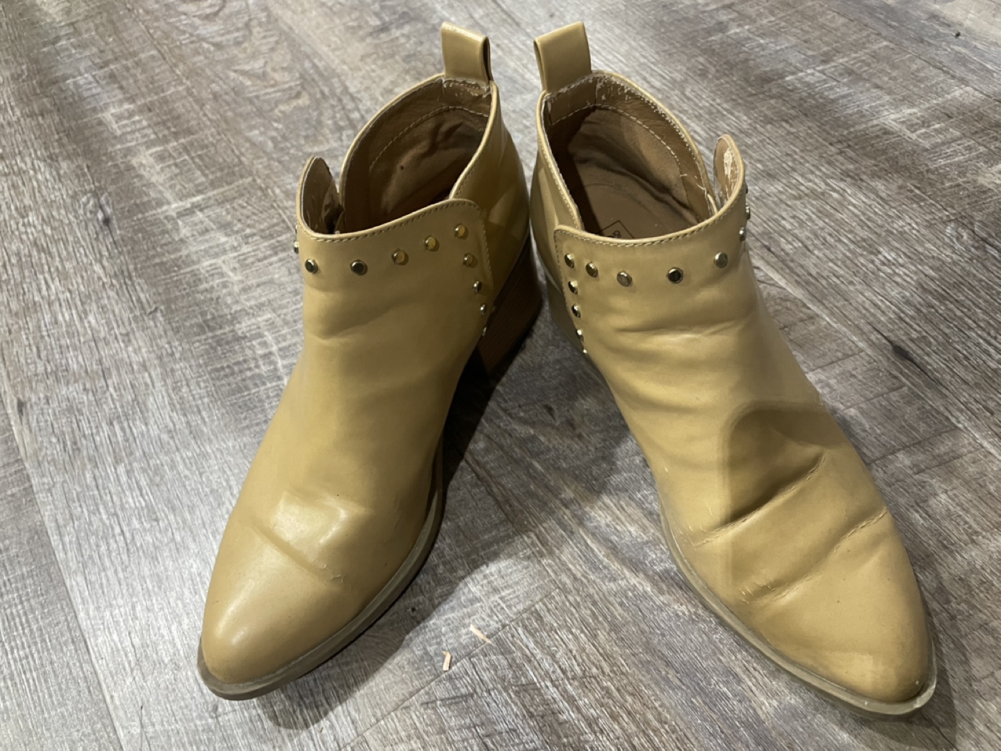 Tan Studded Ankle Boots - Size 7