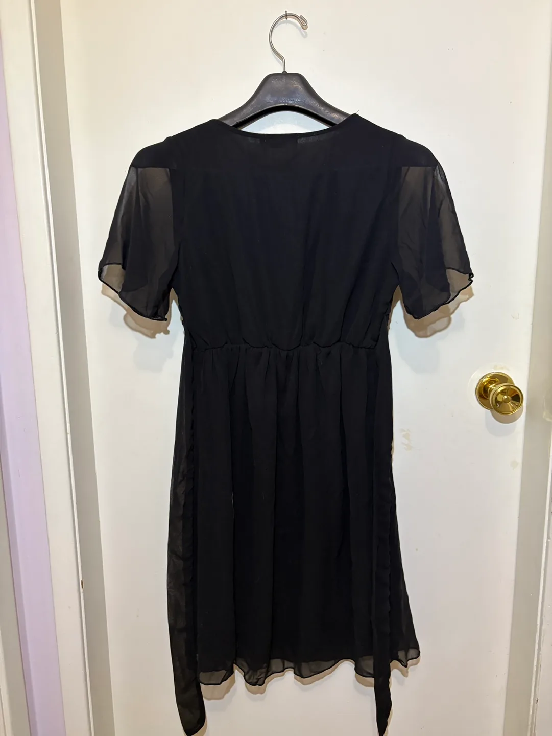Short Sleeve Black Lacey Dress with Back Tie (Medium) image indicator(3)