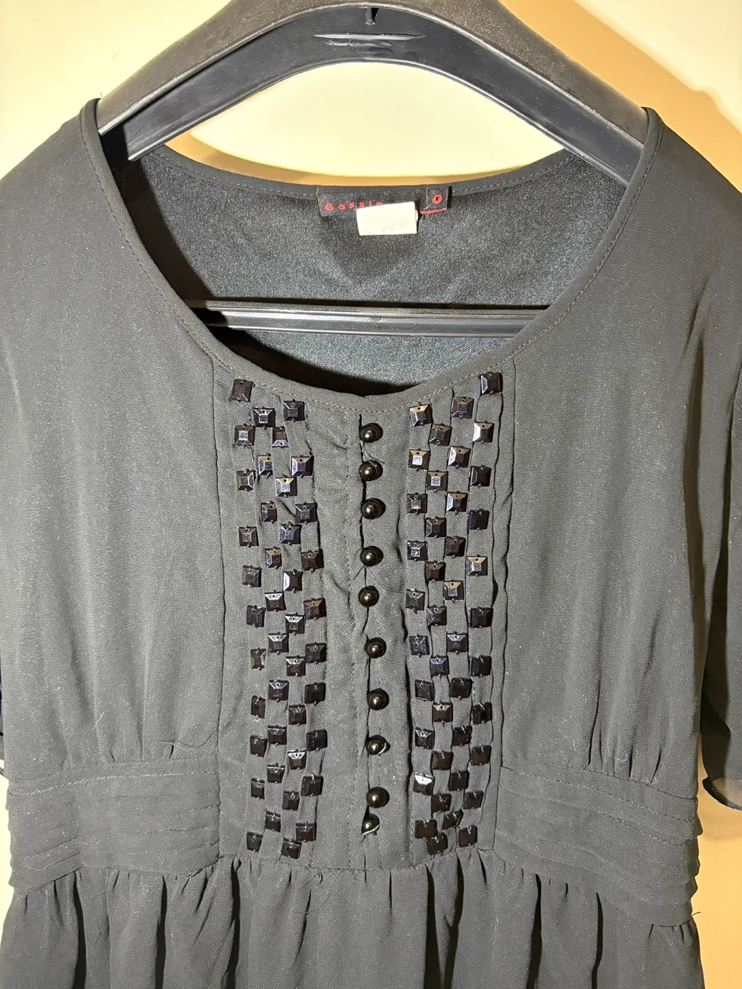 Short Sleeve Black Lacey Dress with Back Tie (Medium) image indicator(2)