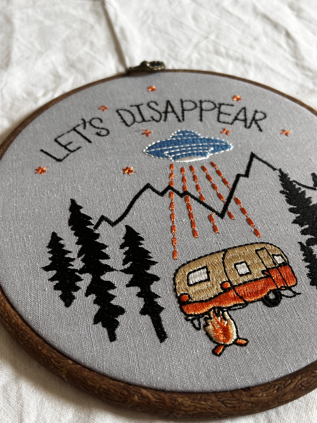 Hand-Embroidered Hoop Art - Let's Disappear - photo 3