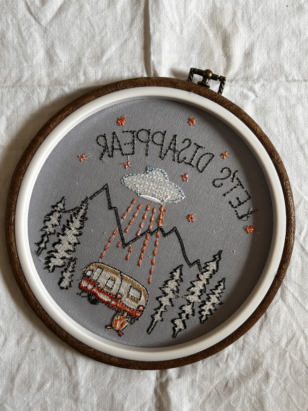 Hand-Embroidered Hoop Art - Let's Disappear - photo 5